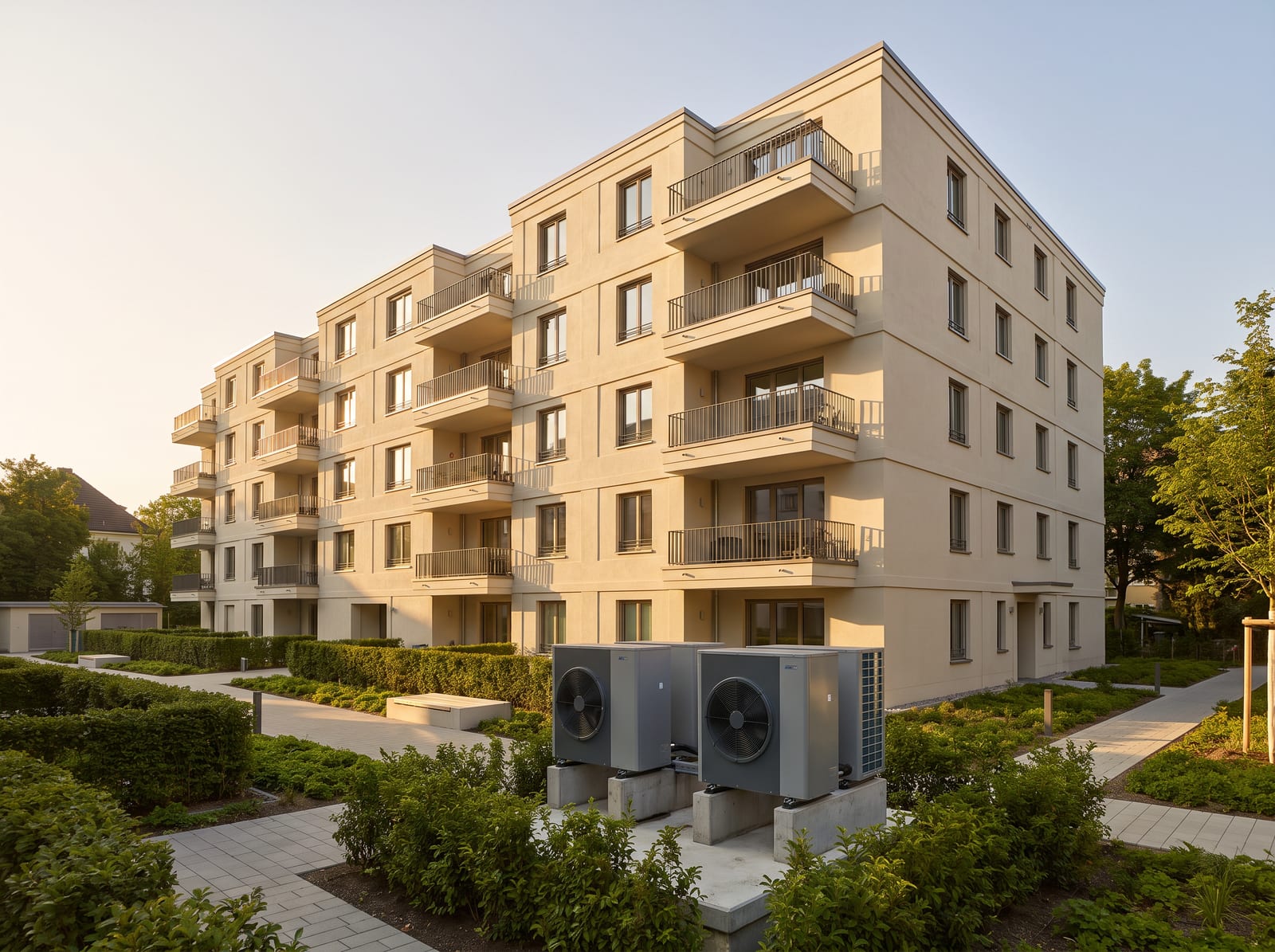 Immeuble résidentiel équipé de pompes à chaleur collectives